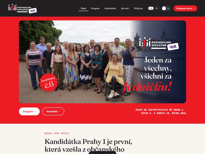 Snímek úvodní stránky kandidátky rozhodujmespolecne.cz